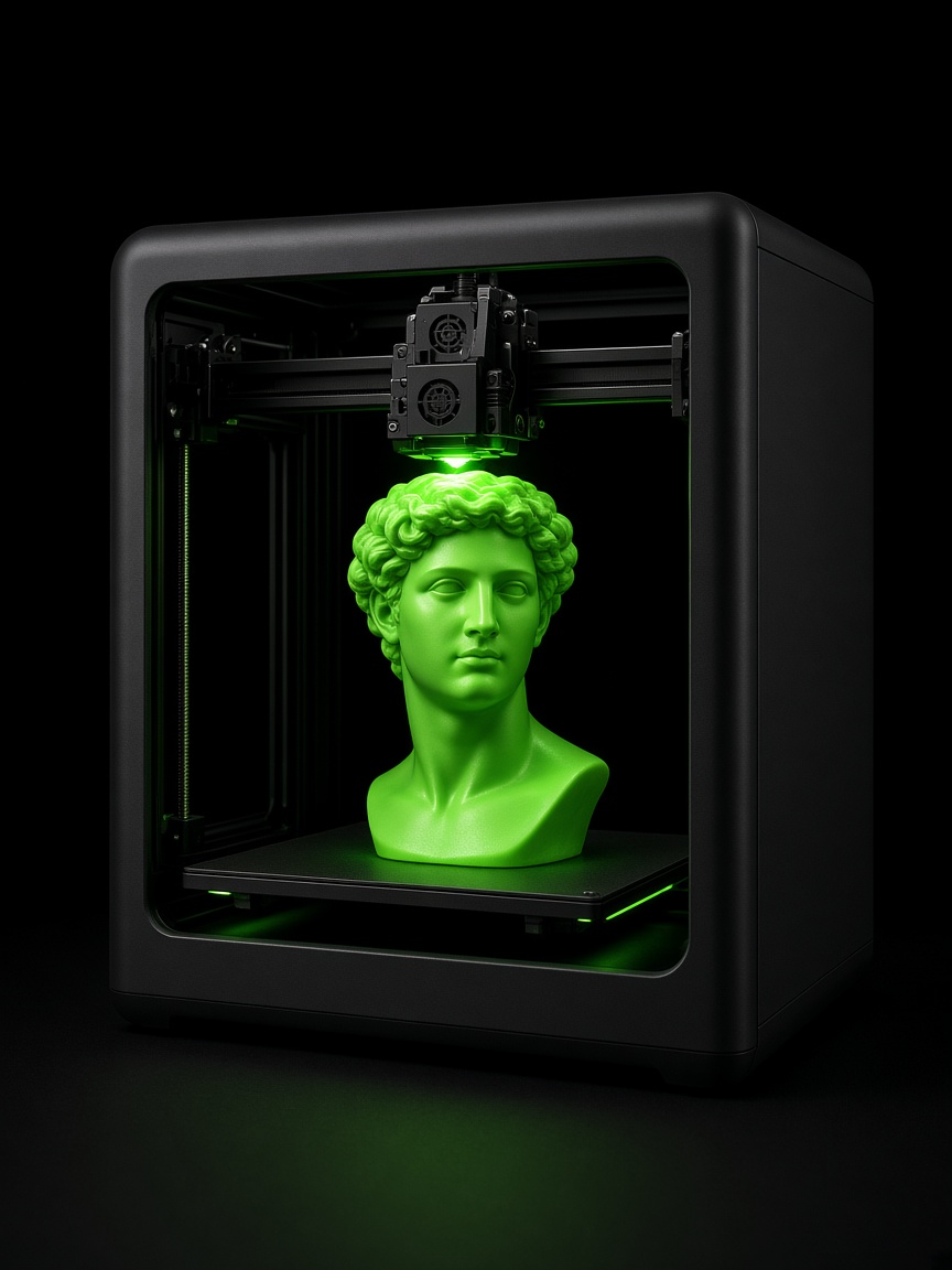 Принтер печатает бюст